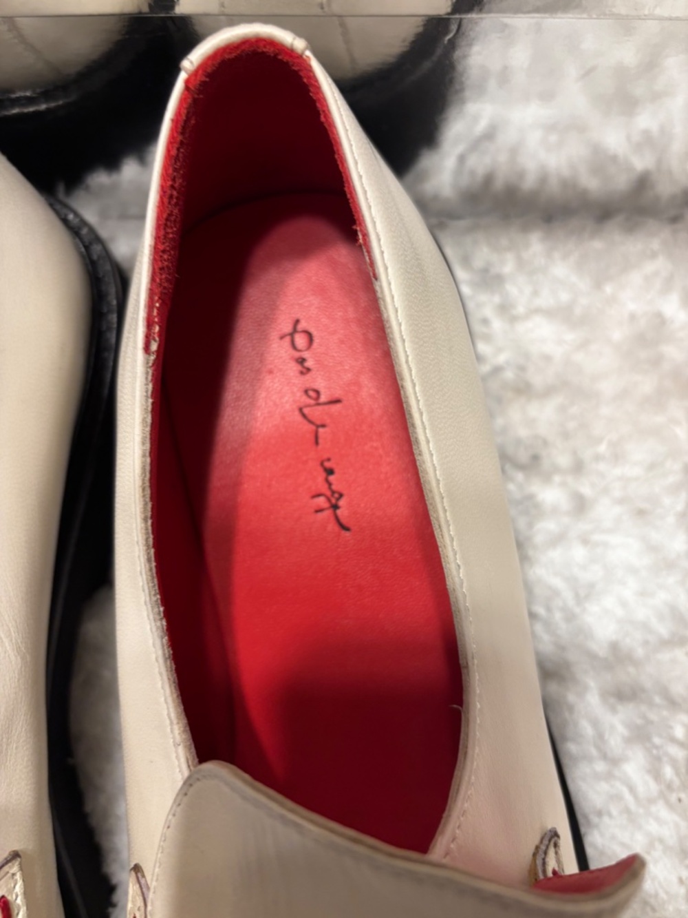 Pas De Rouge Marta Leather Loafers Off White Slip On Sz 39 1/2 - Picture 4 of 7